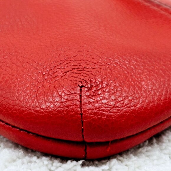 COACH Coral Red Pebble Leather Large Wallet Wristlet Purse - Picture 10 of 14